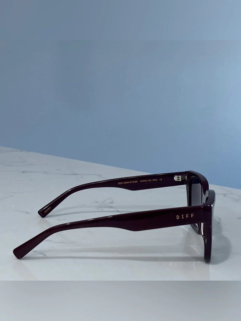 DIFF Eyewear Amara Square Sunglasses Burgundy Wine Gradient Lens